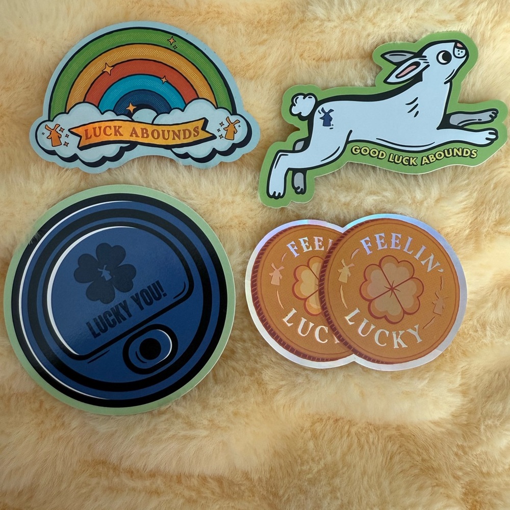 Dutch Bros Lucky Sticker Lot March 2025 2026 Rainbow Bunny Clover Vinyl Stickers